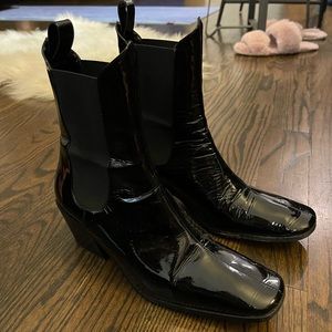 By far modern square toe black boot